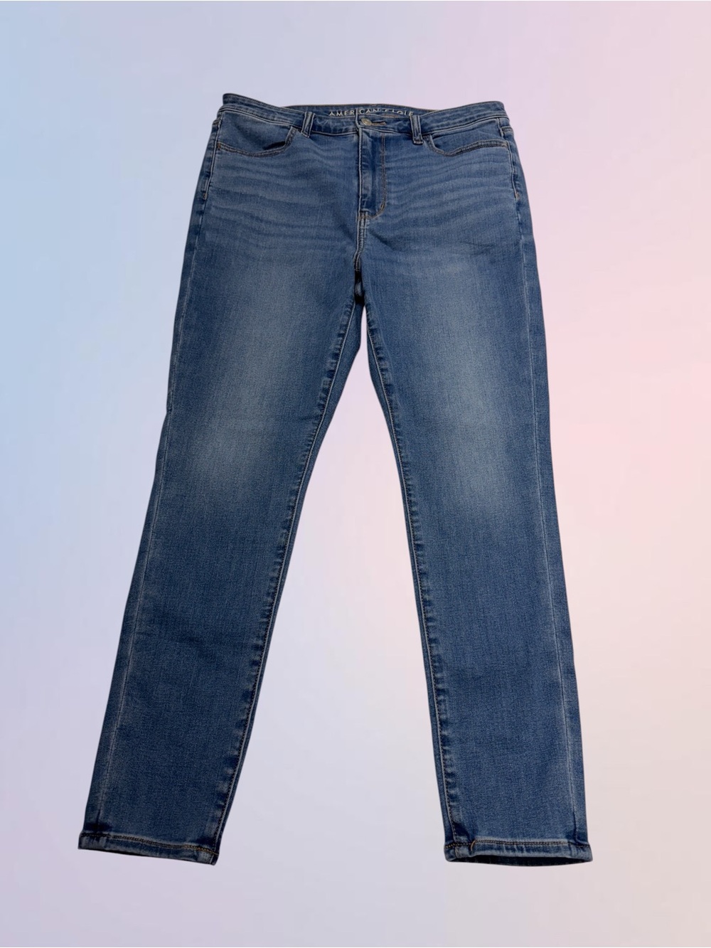 AMERICAN EAGLE Women’s 12 Short SUPER HIGH RISE JEGGING Blue Jeans